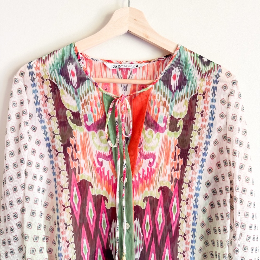 Zara Multicolor Printed Top Size Small - Picture 4 of 11
